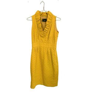 Just... Taylor Ruffle Neck Dress / Gold / Size 2 / Structured Dress / V-Neck